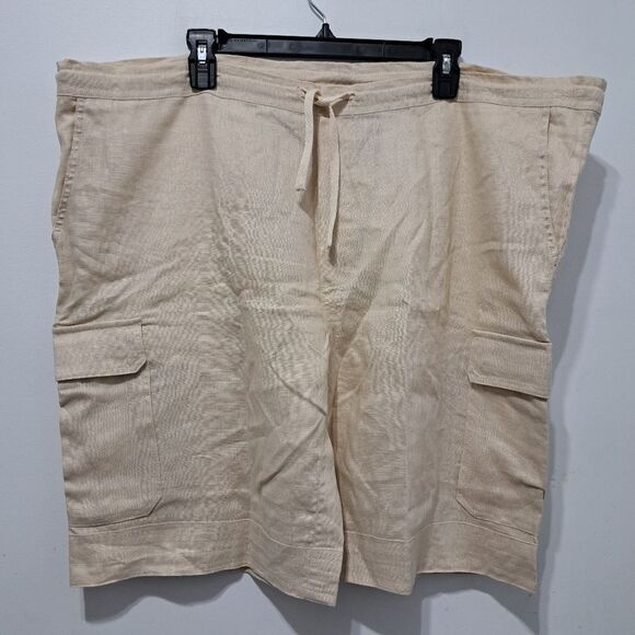 Island Importer Linen Boho Summer Drawstring Cargo Shorts XL Natural/Cream NWT - Picture 13 of 14